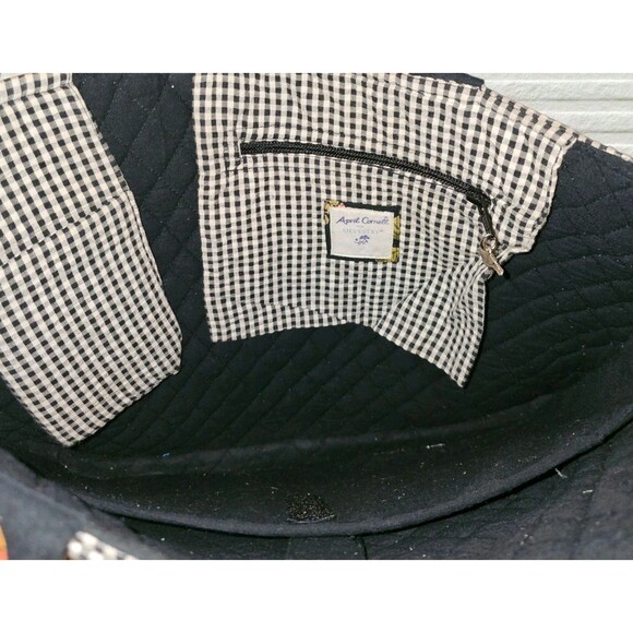 April Cornell For Silvestri Quilted Black Fruit Print Shoulder Bag Tote 16 x 12 - Picture 6 of 10